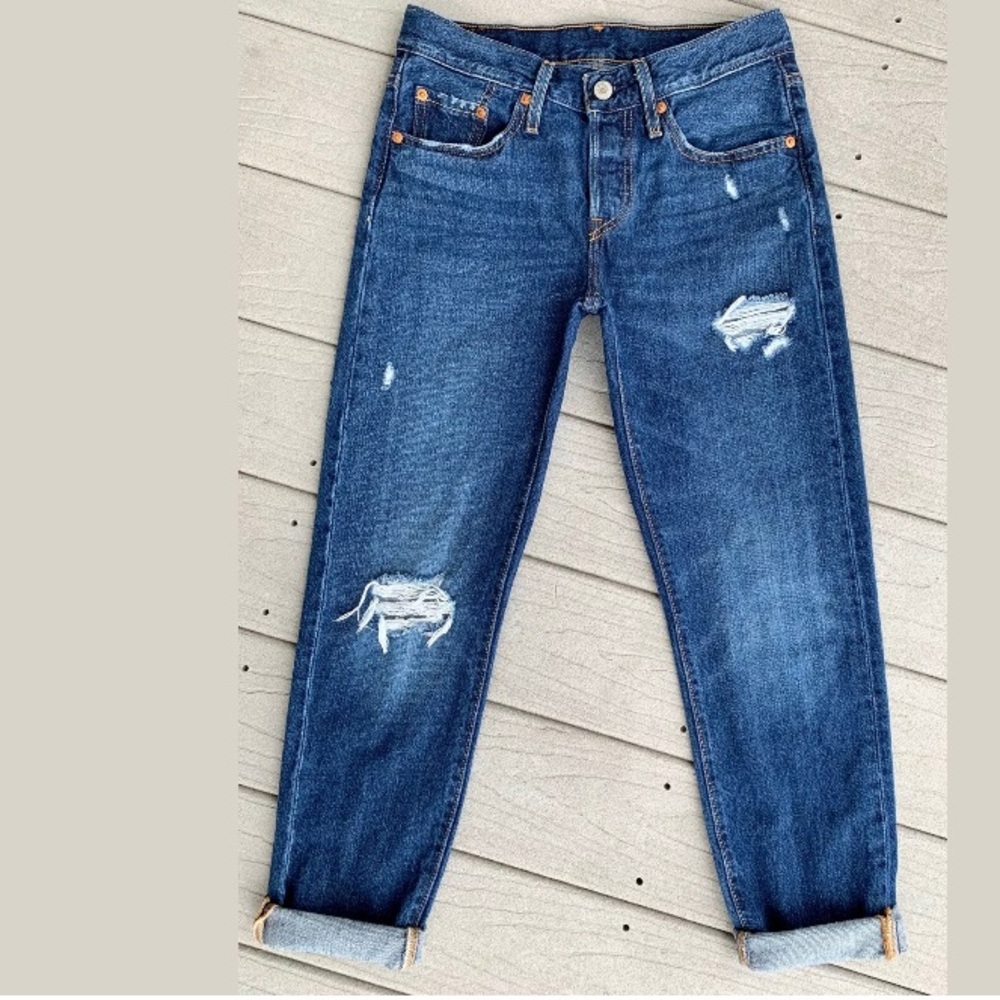 High-waist Levi’s 501-T Button-fly Blue Jeans
